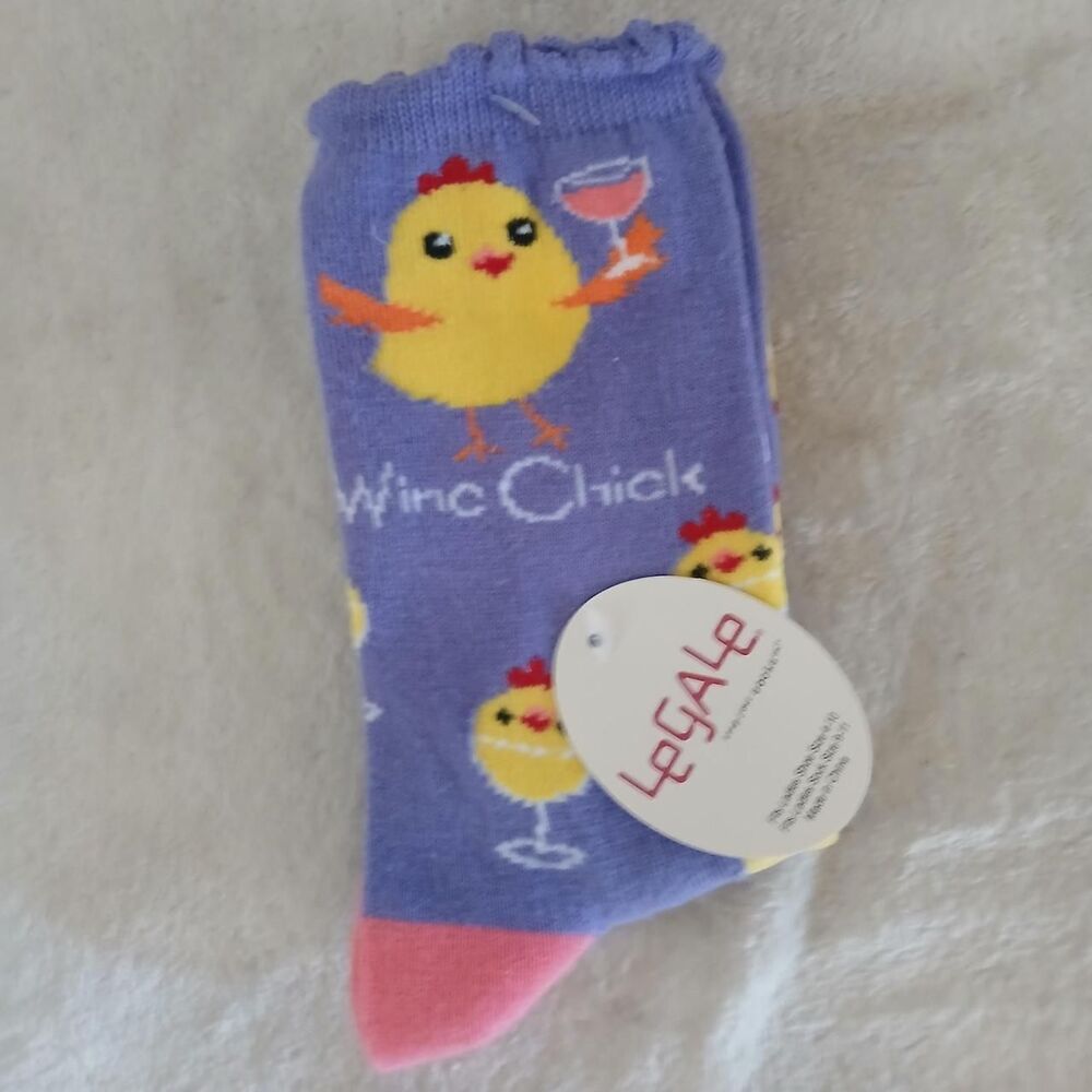 Wine Chick Purple Socks Chicks Holding Wine Glasses Novelty Funny Easter